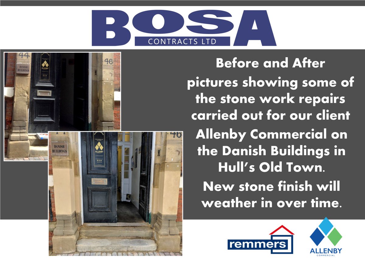 #stone #repairs carried out for our client <a href="/allenby_comm/">Allenby Commercial</a> on the Danish Buildings in #Hull old town. #stonerepairs #hulloldtown #restoration