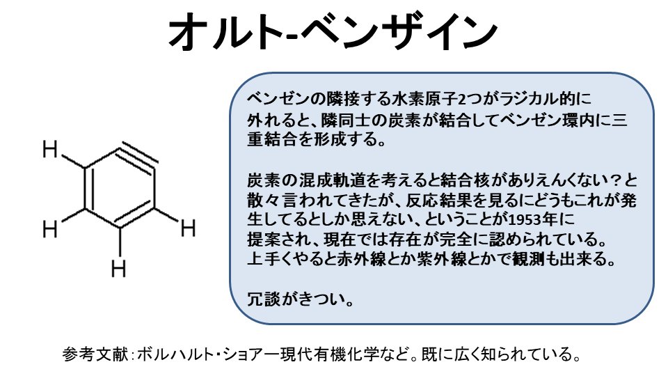 化学界で初学者に容赦ない四天王 冗談がきついオルトーベンザイン 儚すぎる七重水素 なんだかわからないけど 化学の世界はスゴイと知った Togetter