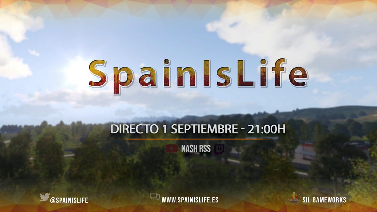 Este sábado tenéis una cita pendiente a las 21:00h en el canal de <a href="/nash_rrs/">NASH_RRS</a> ,en DIRECTO mostraremos un vídeo exclusivo, nuevos sistemas y entrevista con preguntas y respuestas al equipo de desarrollo de SpainIsLife. 

¡Os esperamos! 👍🏻