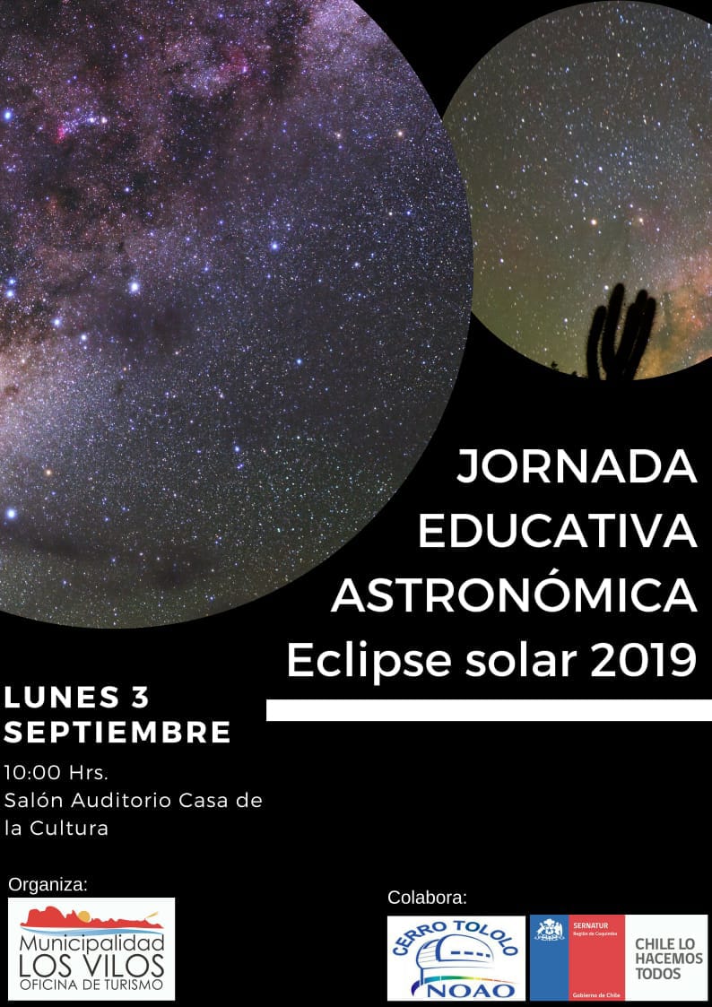 🔵El interés por aprender sobre el #Eclipse2019 es en toda la #RegiónDeCoquimbo: lunes 3 sep, Jornada Educativa en #LosVilos, a las 10 hrs en Casa de la Cultura / La #RegiónEstrella avanza hacia el mayor evento astronómico y de #astroturismo del próximo año
