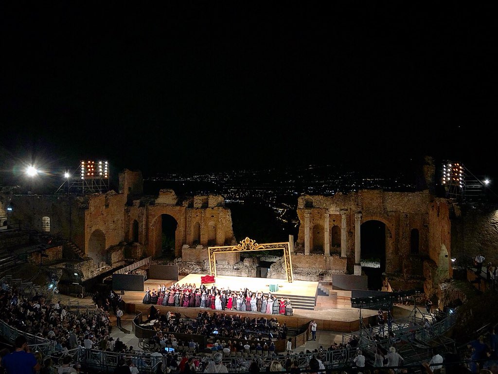 Not a bad venue for a night at the opera. La Traviata at the Teatro Greco in Taormina, Sicily. Goethe, visiting here in 1787, wrote: ‘never did any audience, in any theatre, have before it such a spectacle as you there behold’ (Italian Journey, 1816-17).