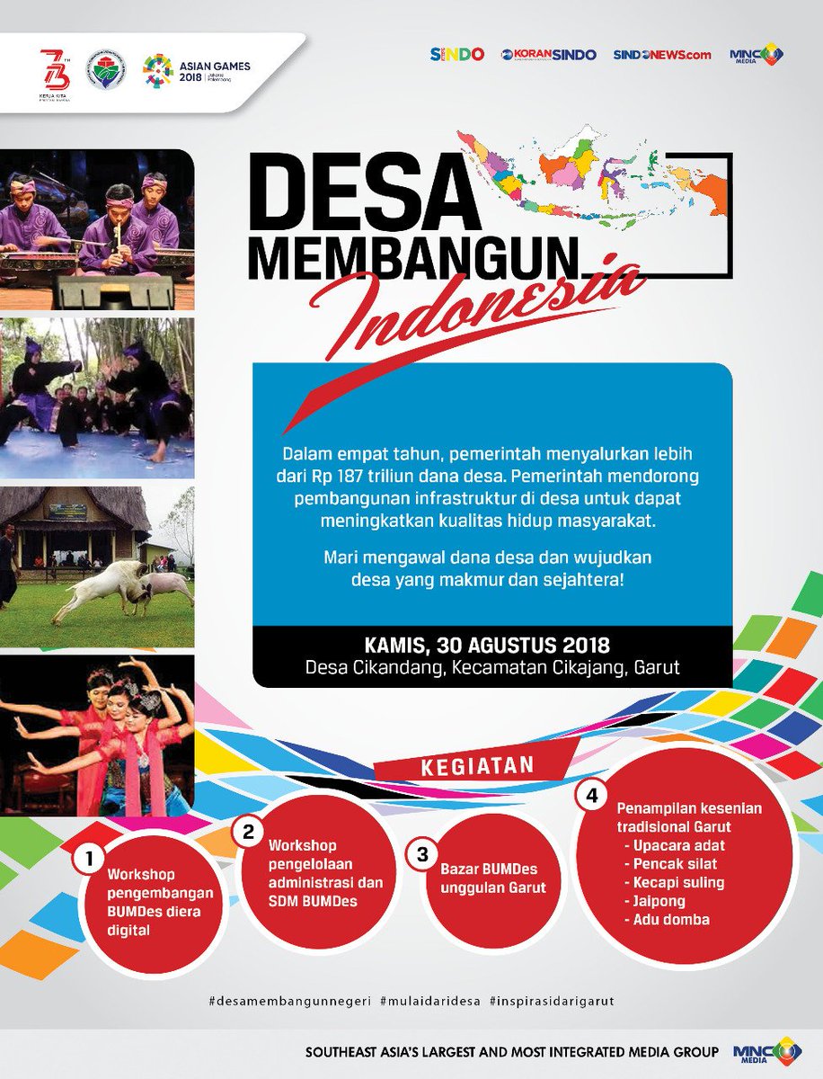 Yang besok ada di daerah sekitar Garut, cuss merapat sini yess! Banyak acara seru di Desa Cikandang, Kecamatan Cikajang.. 😉

#DesaMembangunIndonesia #MulaiDariDesa
