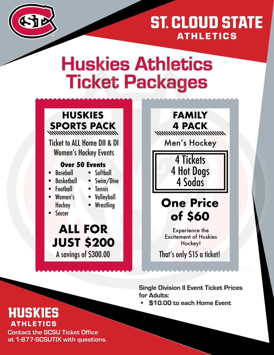 Swing by the Ticket Office to get your Husky Sports Pass! Ticket Office is open Mon.-Fri. 9 am-5 pm. .@SCSUHUSKIES .@stcloudstate #unleashamazing