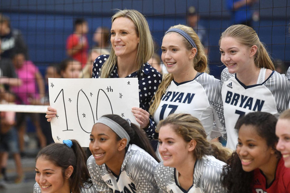 BryanISD's tweet photo. Congrats to Bryan Vikings Volleyball Head Coach Ashley Davis who earned her 100th win last night in the district opener against Tomball Memorial High School! https://t.co/j0AfaKdwxG @theeagle @LaneBuban @BryanISDSports https://t.co/0PyVoK8tex