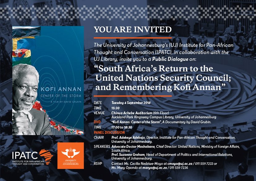 go2uj's tweet photo. Join us as we remember Kofi Annan on the 4th of September 2018
https://t.co/6xSjIUBRxE
#IPATC #rememberingKofiAnnan https://t.co/lGZR8zfW5k