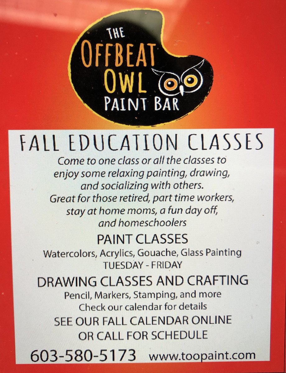 The_Offbeat_Owl's tweet image. FALL CLASSES JUST FOR YOU!