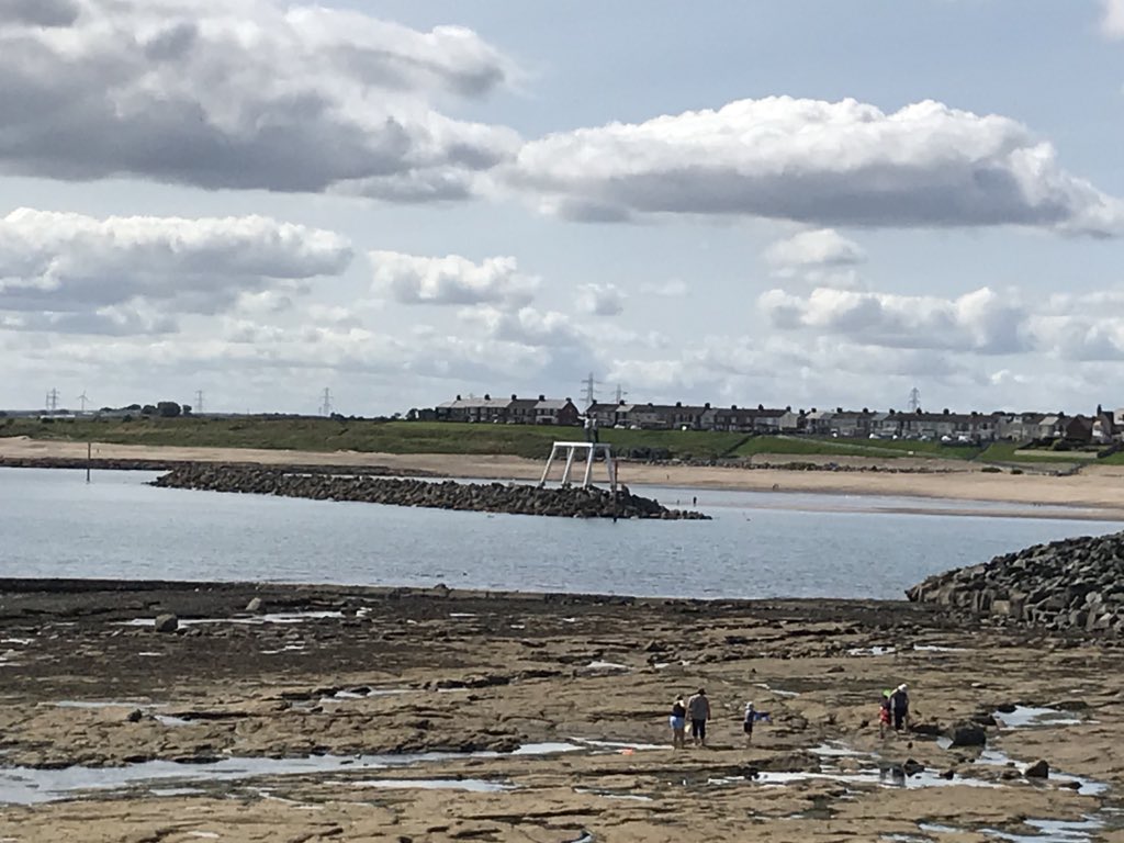 clairesholm's tweet photo. Sculpture spotting at lunchtime for @artukdotorg Couple by Sean Henry eligible for #artuksculptureproject. First permanent offshore sculpture in the UK here at #Newbiggin-by-the-Sea.  Anyone know a photographer with a boat? https://t.co/X9WoXY7hOC