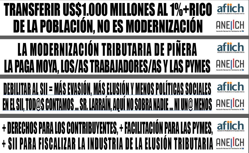 aneiich's tweet photo. Miércoles 29 de agosto: Paro Nacional de los/as Trabajadores/as del Servicio de Impuestos Internos (SII) en rechazo al proyecto de ley de Modernización Tributaria. #ParoSII #NoalaContrarreformaTributaria https://t.co/vUm4E5L4Oy