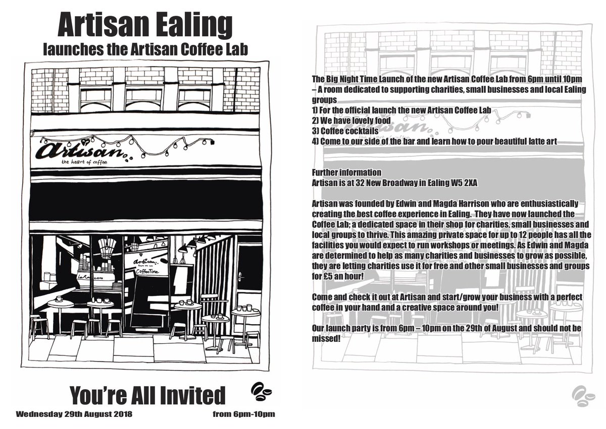 artisan_coffee's tweet image. Tonight we're having a party.. and you're all invited!! Artisan #Ealing is launching the Artisan Coffee Lab, designed to help small businesses, start ups, charities and anyone running a workshop or meeting to do it in an amazing creative space. Come &amp;amp; join us in Ealing from 6pm!