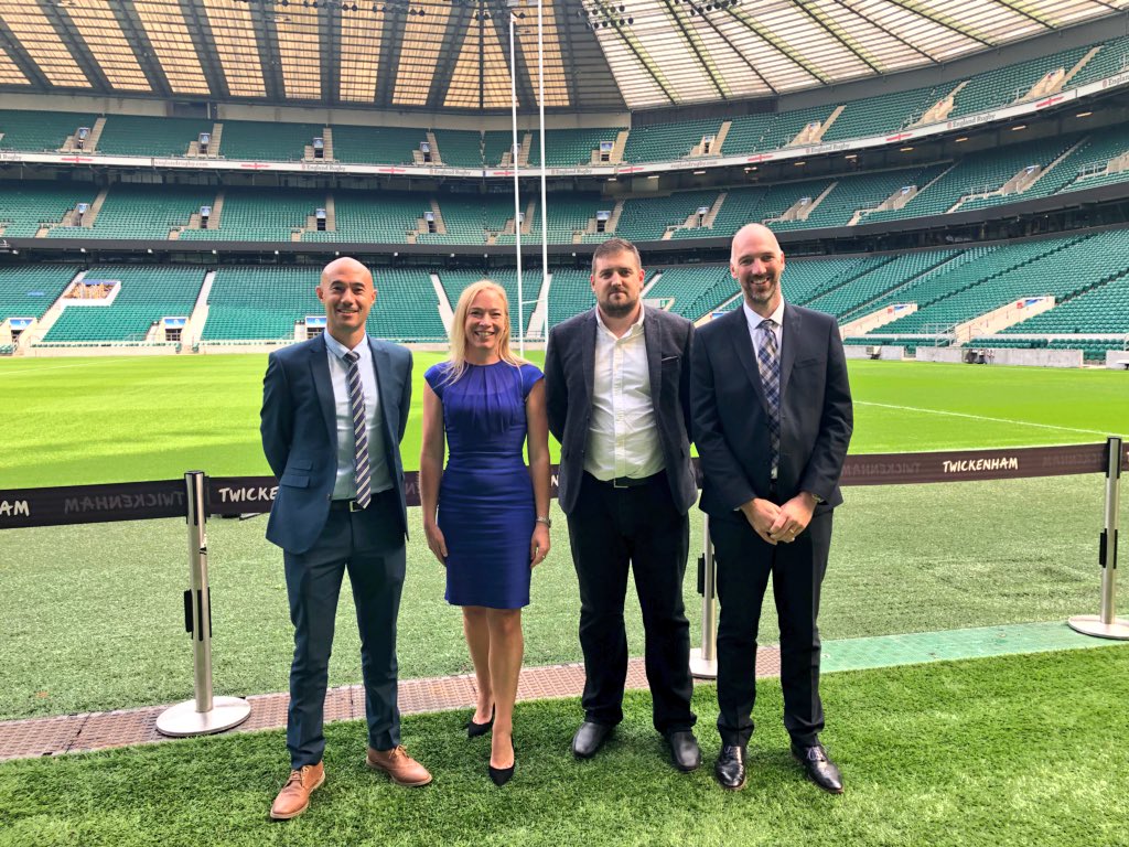 WE’RE HERE, at @TwickStadium for the @CrabbiesUK @nationalrugbyaw event. Fingers crossed. #SchoolOfTheYear #Shortlisted #Awards #Rugby #HQ #Recognition #OrielPE 🤞🏽🏉🤵🏼🙏🏽🎤🏆😊