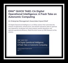 ema_research's tweet image. [Free Research] @ema_research QUICK TAKE: @CAinc Digital Operational Intelligence: A Fresh Take on #AutonomicComputing bit.ly/2IyfPbl