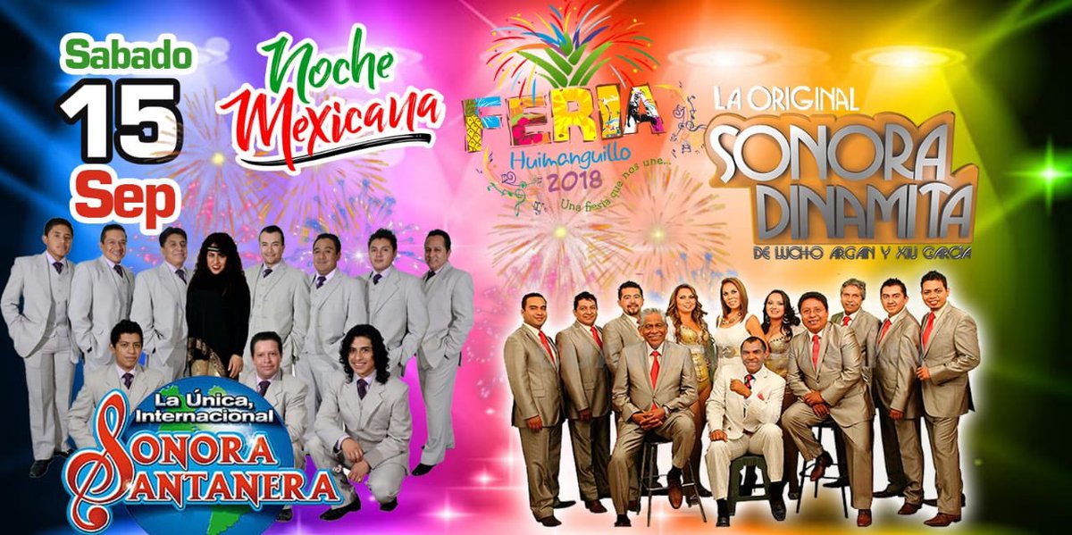 En #NuestraFeria #Huimanguillo2018 #UnaFiestaQueNosUne tendremos mucho sabor en una GRAN #NocheMexicana 🇲🇽 con la presencia de  #SonoraSantanera &amp; #SonoraDinamita 
Te esperamos🎡