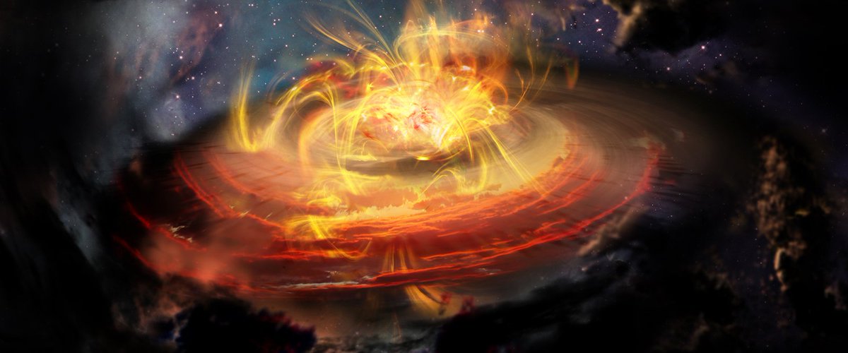 ALMAObs_esp's tweet photo. #ALMAObservation📡✨ ¡Desde el caos nacen estrellas! Pueden formarse en distintas circunstancias, en los campos magnéticos fuertes y estables o los más débiles y caóticos. (ilustración) #ALMAKids https://t.co/8WN77nGdww https://t.co/Tf1skH63Vr