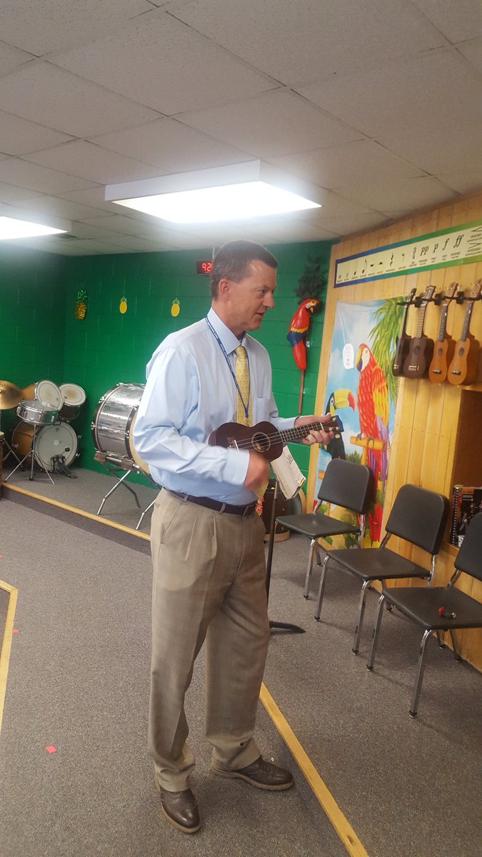 Mr.Catlett learning the Ukulele! <a href="/BESGoCardinals/">Boyce Elementary</a>