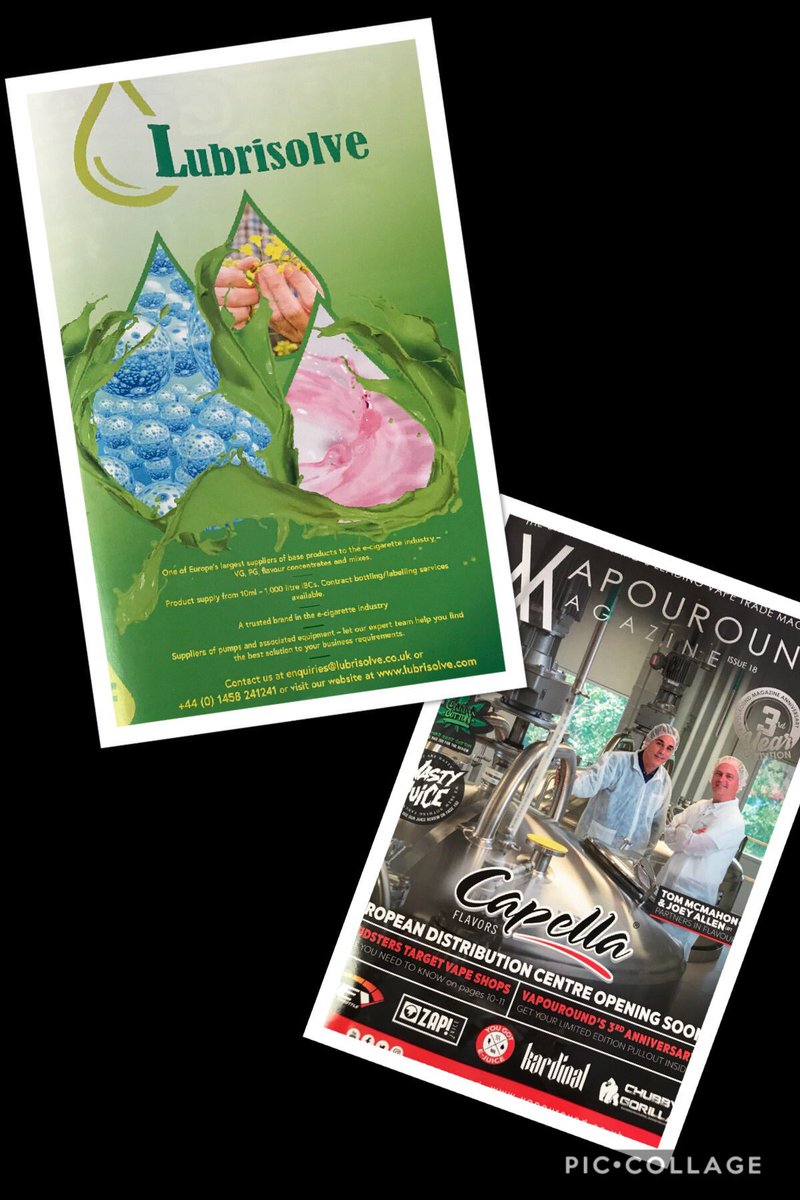 Lubrisolve's tweet photo. Check out our latest Vaping advert in Vapouround Magazine! One of Europe’s largest suppliers of VG, PG, flavour concentrates & many more ......
@vapouround #vegetableglycerine #VG #monopropyleneglycol #mpg #vapeuk #eciguk #vaping #ecigarette #lubrisolve #somerset #somersetvaping https://t.co/OMnu60yp3P