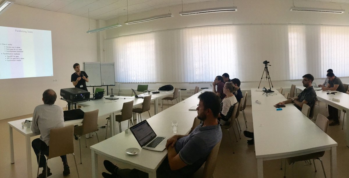 Right now at IT4I: final presentation by Vladimir who spent the summer with us working on Improving performance of a DNA assembler:  summerofhpc.prace-ri.eu/improving-exis… Thank you Vlad for your dedication &amp; presentation &amp; best of luck in all of your future endeavors 👍<a href="/SummerOfHPC/">Summer of HPC</a> ☀️