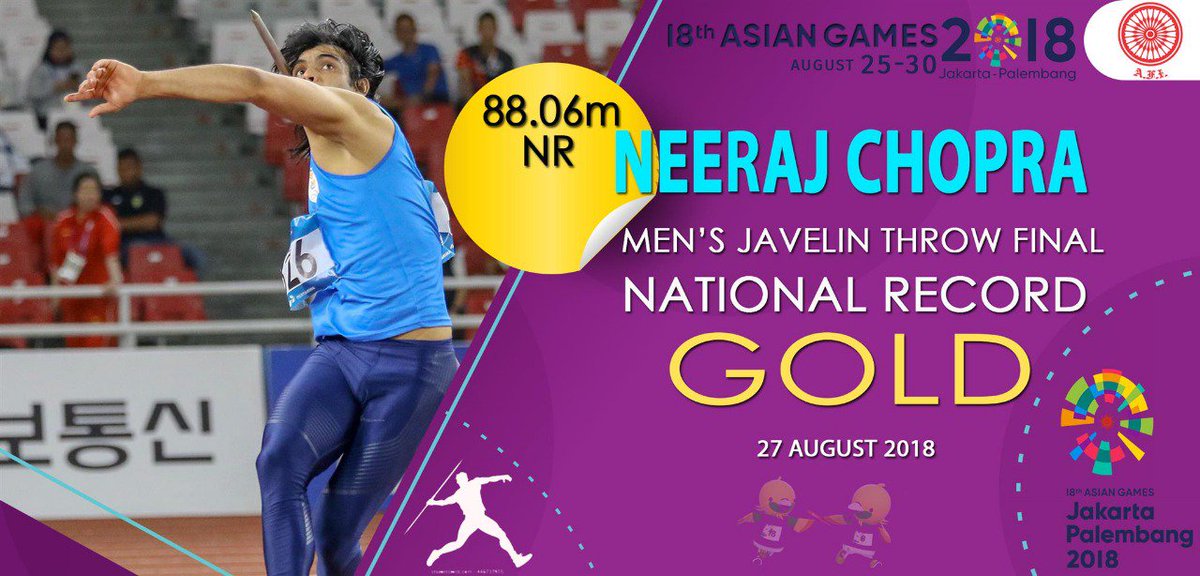 afiindia's tweet photo. #TeamIndiaAthletics at #AsianGames2018 #EnergyofAsia 

#Run✍️- GOLD by #ManjeetSingh 

#Throw✍️-GOLD by #NeerajChopra @Neeraj_chopra1 &amp; #TajinderToor @Tajinder_Singh3 

#Jump✍️-GOLD by #ArpinderSingh @ArpinderSingh18 

#CombinedEvents- GOLD by #SwapnaBarman @Swapna_Barman96 https://t.co/SRoOlQYxsQ