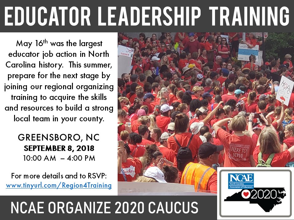Educator Leadership Training in Greensboro, NC! September 8th. Info can be found at tinyurl.com/Region4Training  #CHCAE