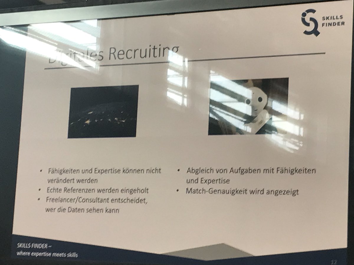 ... und jetzt on stage: 
Priska von <a href="/SKILLS_FINDER/">SKILLS_FINDER</a> 😃

... über digitales #Recruiting - und wie moderne Technologie die Suche nach kontraktbasierten Projektmitarbeitern unterstützt

#topsoft18
#Digitalisierung
#Projektmanagement