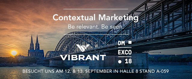 VibrantMediaDE's tweet photo. In 14 Tagen ist es endlich wieder so weit - die DMEXCO 2018 startet.
Kommt uns gern in Halle 8, Stand A-059 besuchen. 
Wir freuen uns auf den Austausch! Wer ist dabei?
#dmexco2018 #messe #köln #onlinemarketing #trends #branchentreffen #netzwerken #vibrantmedia https://t.co/PIDOk7WUib