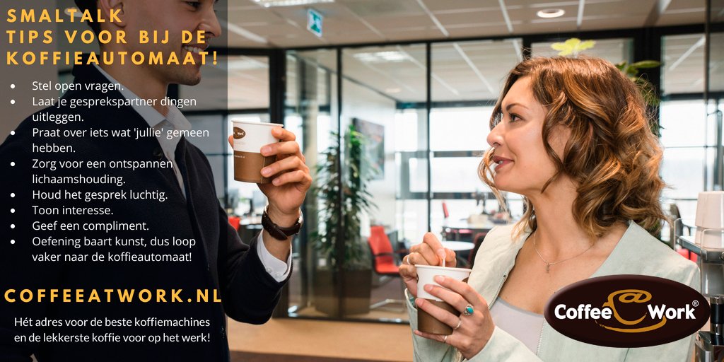 #Smaltalk tips voor bij de #koffieautomaat! Oefening baart kunst, dus loop vaker naar de koffieautomaat!