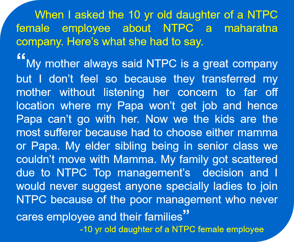NoCorrupts's tweet photo. @ntpclimited @PMOIndia @CMDNTPC @MinOfPower #NTPC का #उच्चप्रबंधन क्या कर रहा है, क्यों नहीं महिलाओं के हित को ध्यान में रखते हुए कोई कदम उठाता? @narendramodi @RajKSinghIndia @MinistryWCD @Manekagandhibjp जी कृपया इस संवेदनशील मुद्दे का संज्ञान लें ताकि बेटियों को प्रताड़ित न किया जा सके https://t.co/TrkPY3D8N8
