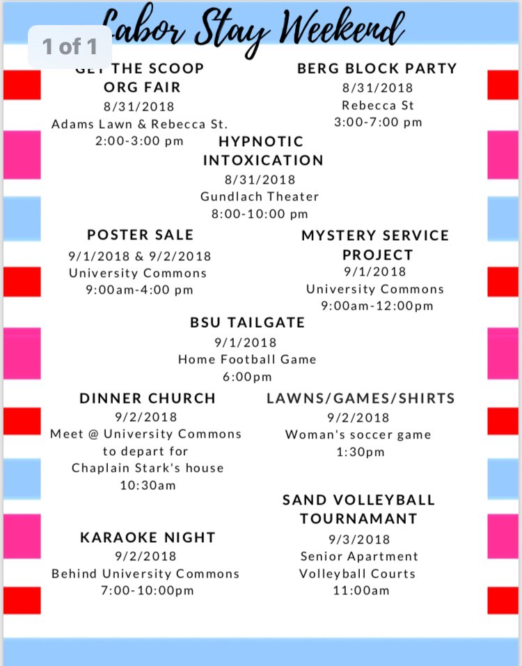 Come out and have fun this weekend with BEC! We are hosting events everyday starting Friday for Labor "Stay" weekend!