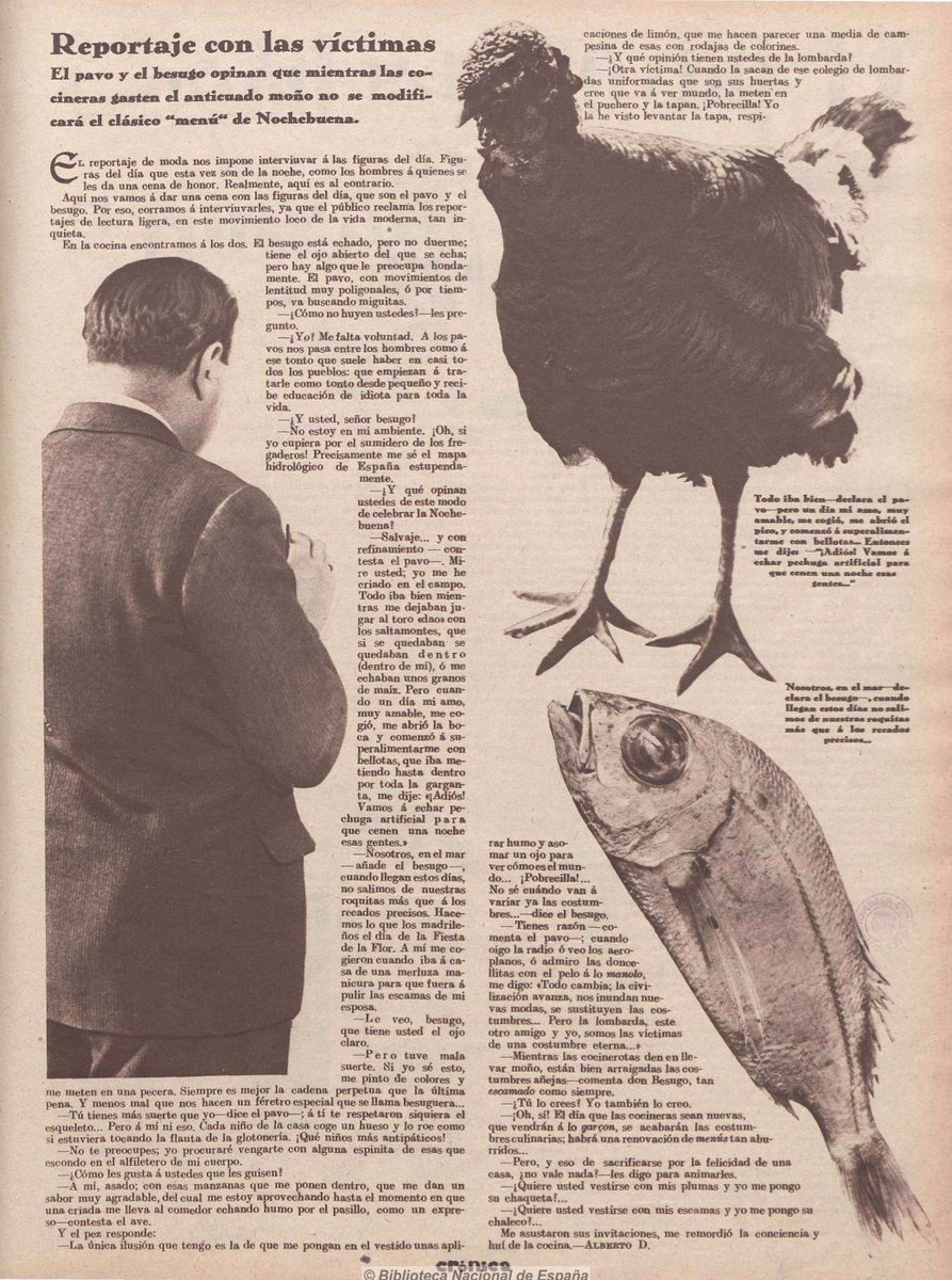 Reportaje con las víctimas de la Nochebuena: entrevistamos a un pavo y a un besugo (1929)