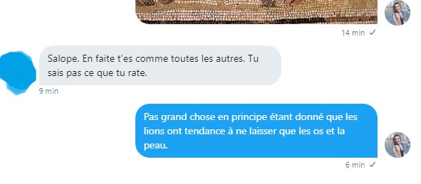 valonia_art's tweet photo. J'ignorais que les incels avaient un problème avec les lions du Colisée. 😂
Ce fut la tentative de "drague" (?!) la plus courte de l'Histoire. https://t.co/5fC86mkAIO