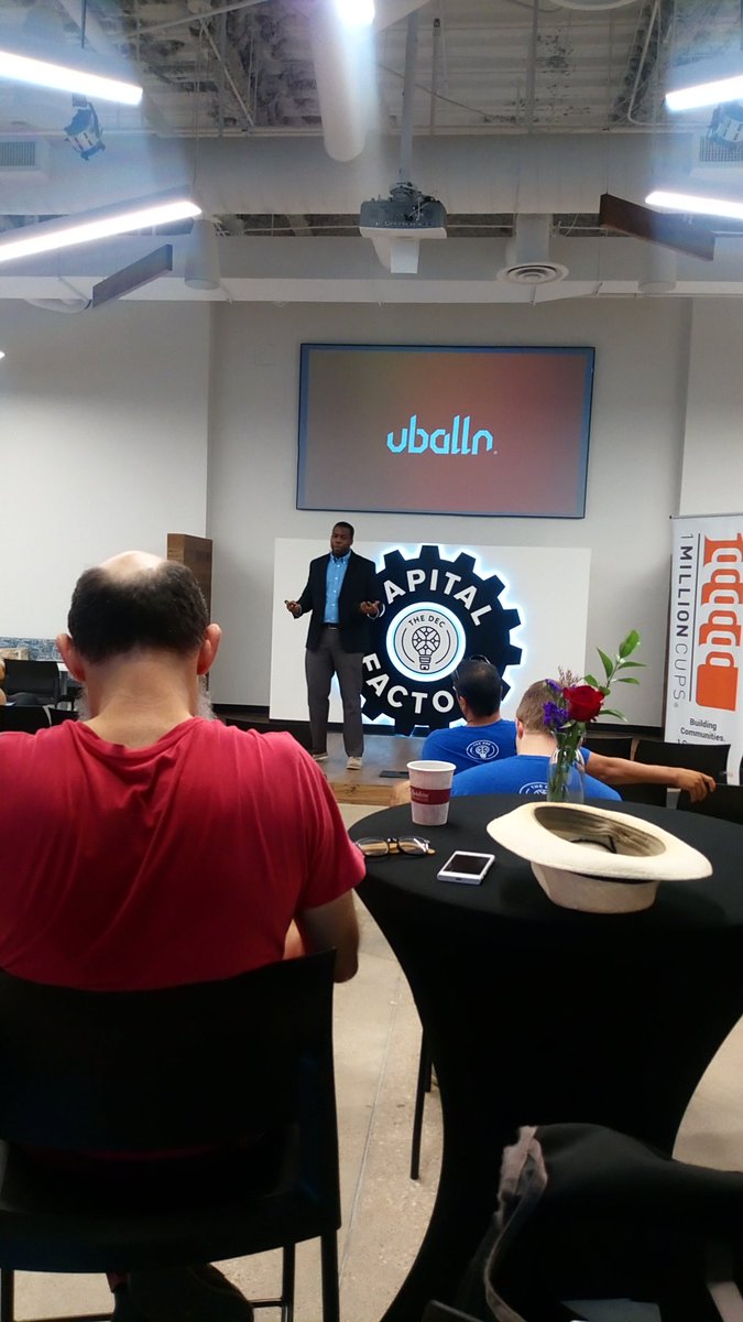 1MillionCupsDAL's tweet photo. Jeremy launched @uballn. The app is based on the experience level for basketball players. #pickupgames #sportsapp #dallas #1mcdal https://t.co/p1aClOT5WQ