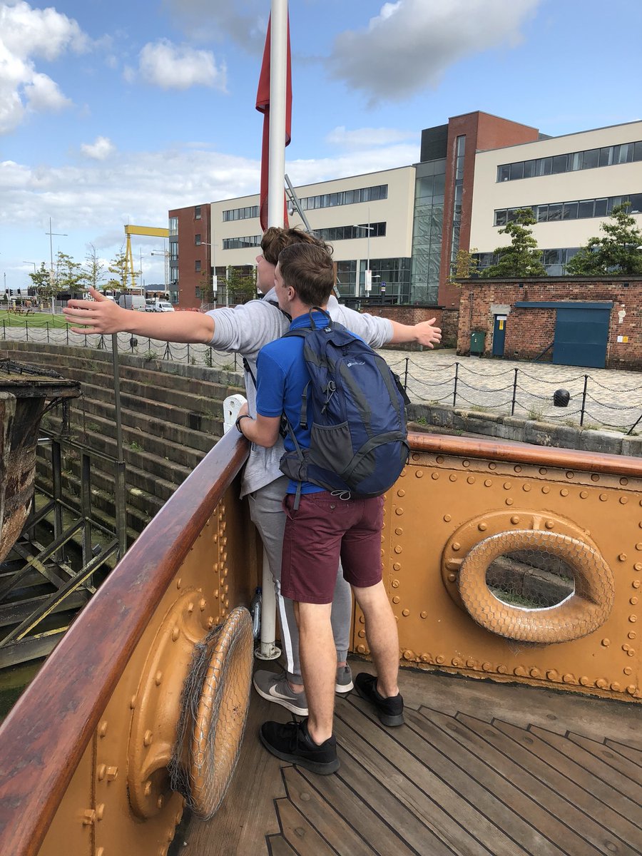 WburyExplorers's tweet photo. Lovely views from the bow of the titanic, sorry I mean the nomadic #Theresroomleft #AntsTakeOver #belfast2018 https://t.co/RF6QMIeJQl