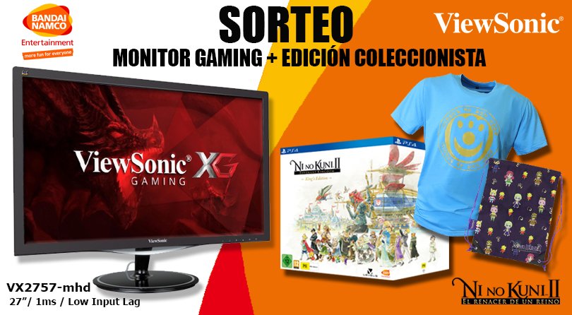 🔶 SORTEO #DIADELGAMER 🔶
Disfruta del Ni No Kuni II en un monitor #Gaming de 27" y 1ms de respuesta, ¡No te perderás ningún detalle!  😱🎮 

⬇️ Conseguirlo es así de sencillo ⬇️
🔸RT y FAV al Tweet
🔸Seguir a <a href="/ViewSonicES/">ViewSonic España</a> y <a href="/BandaiNamcoES/">Bandai Namco España</a> 
🔸Finaliza 12/09