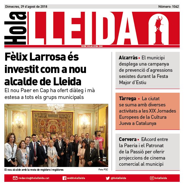Bona nit!🌙 Us deixem amb la nostra #Portada d'avui. Podeu llegir tota la informació al web holalleida.com