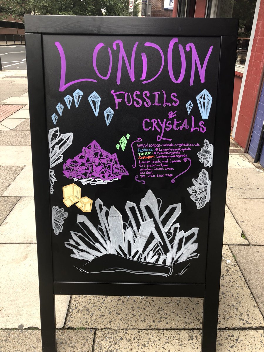 FossilsCrystals's tweet photo. Our new sign for outside the @FossilsCrystals shop #dinosaurs #crystals #sign #art #colour #drawing #shopsign #london #retail #shop #waterloo https://t.co/s8p6aye0np