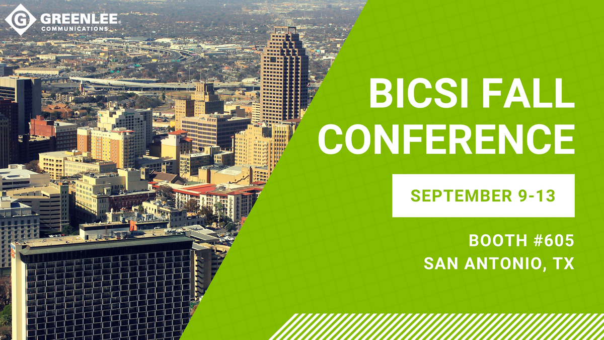 GreenleeComms's tweet photo. Greenlee Communications is heading to the Alamo City for the #BICSI Fall Conference, September 9-13. Visit us at Booth #605 to see our latest testing solutions! #GreenleeComms #fiberTOOLS #Fiber #Ethernet #Copper #TestEquipment https://t.co/jaxKK77kIU