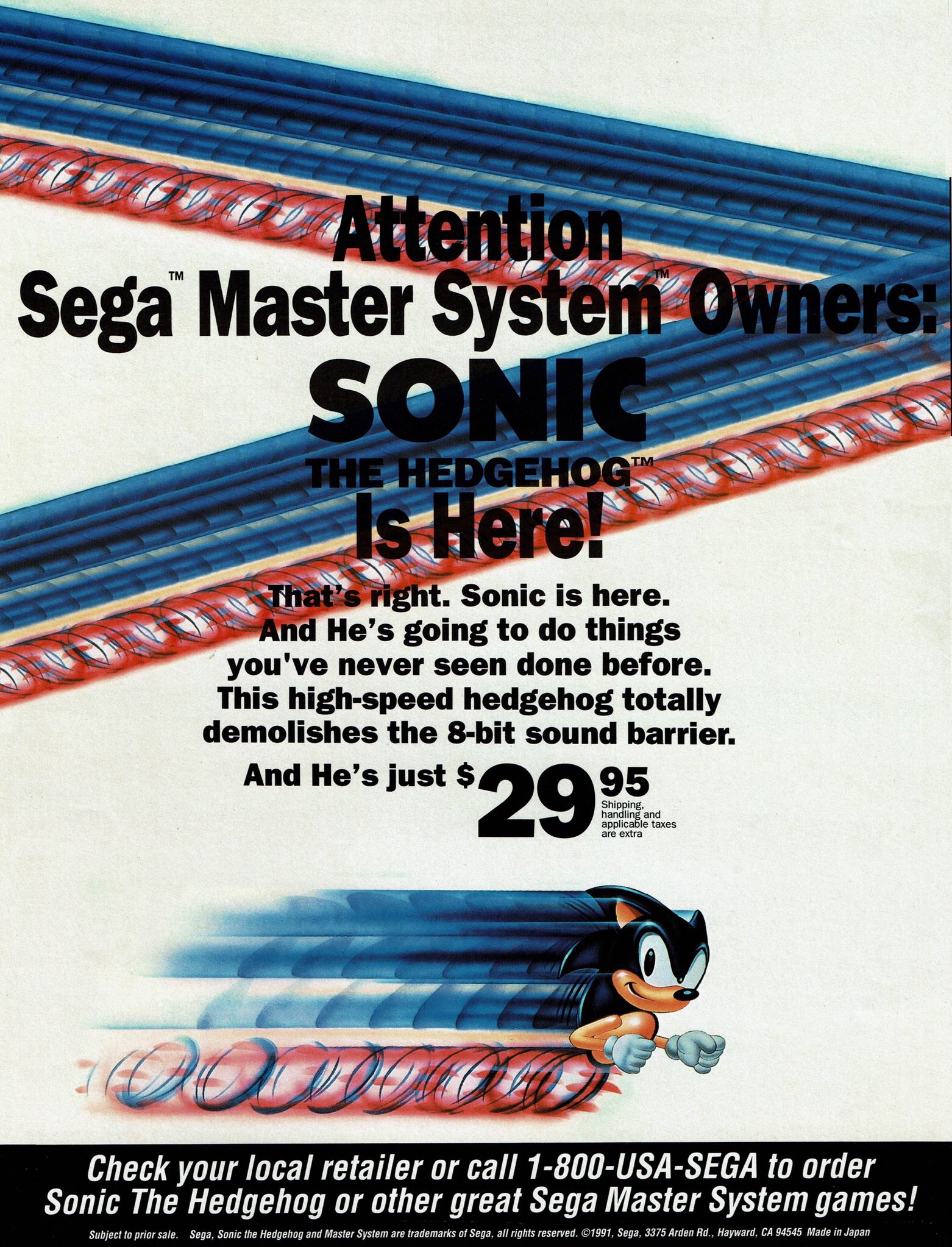 SONIC – THE HEDGEHOG (1991, Master System)