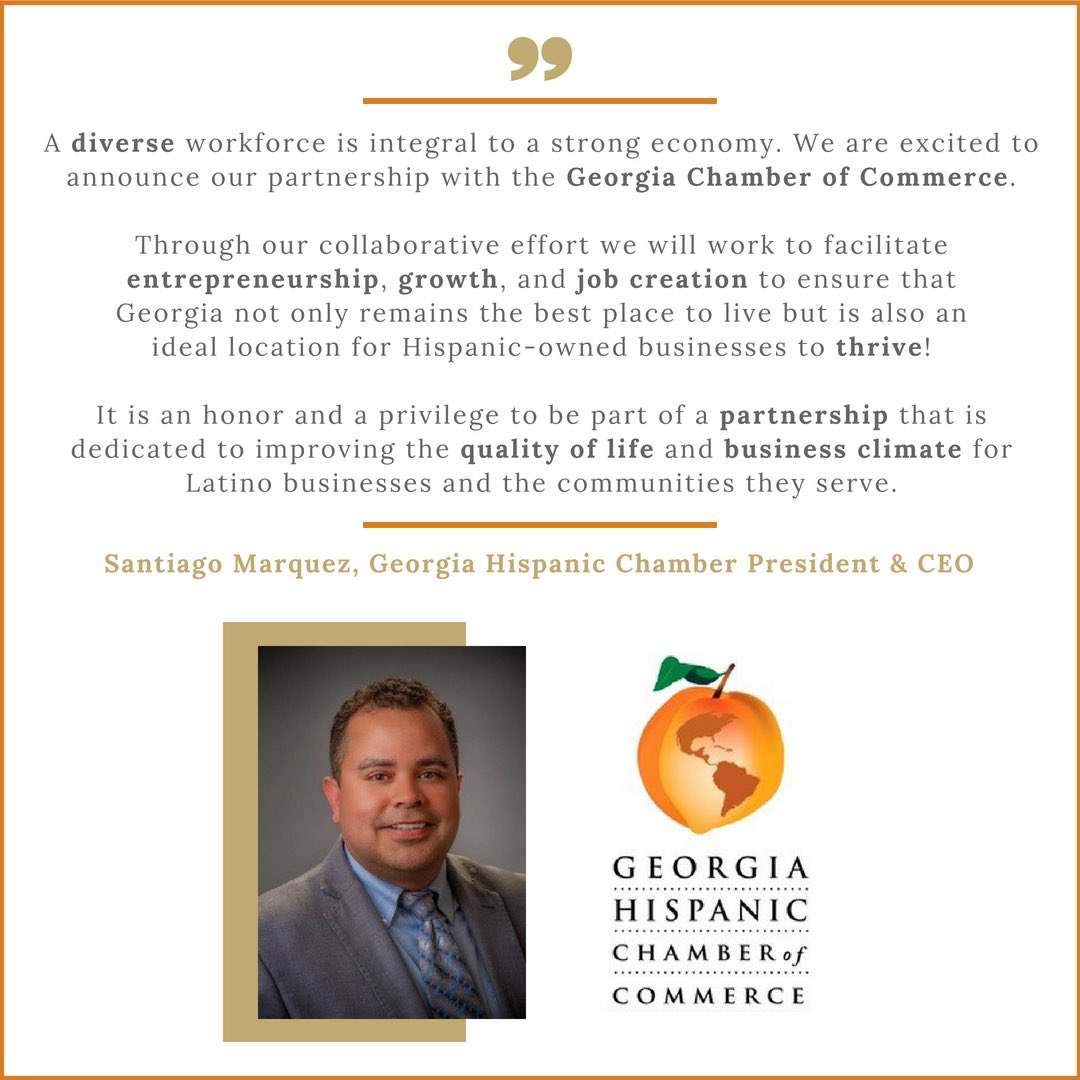 GAChamber's tweet image. @GAChamber &amp;amp; @GHCC_news announced the launch of their strategic partnership as their newest initiative to advance inclusive economic growth. The organizations will actively promote the economic development and interests of minority-owned businesses statewide. #gapol #Bestforbiz