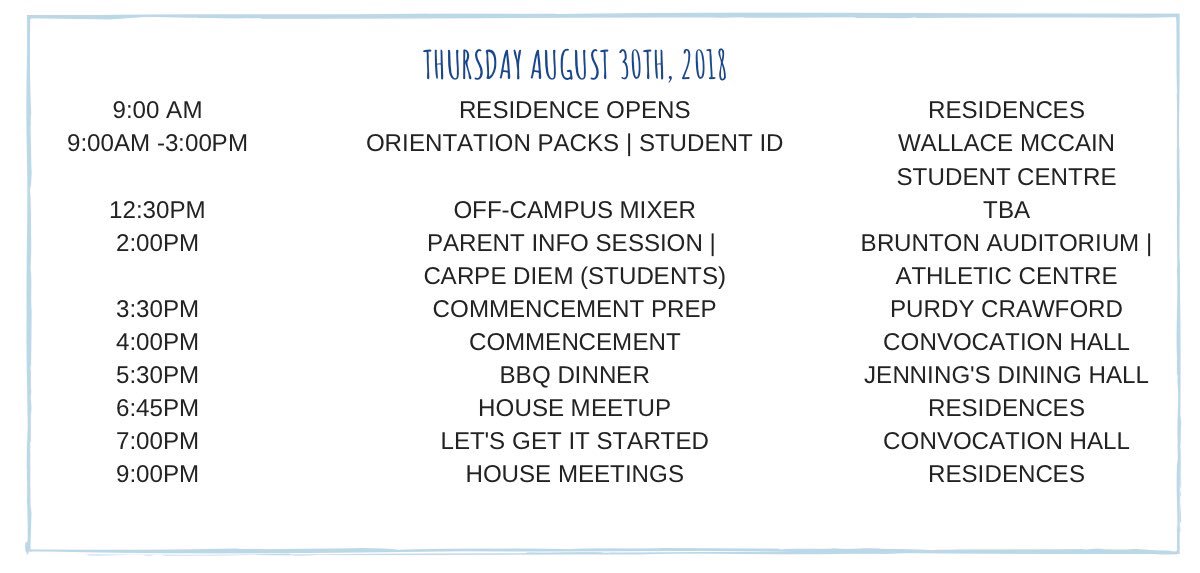 MountAllison's tweet photo. It’s finally here – #MtAOrientation starts tomorrow! 🙌 #LetsGetItStartedMTA
👉 Moving into #residence? Move-In starts at 9 am.
👉 Living #offcampus? Meet us for the off-campus mixer at 12:30 pm.
👉 University Orientation officially kicks off with #CarpeDiem at 2 pm! https://t.co/atYXMC4imI