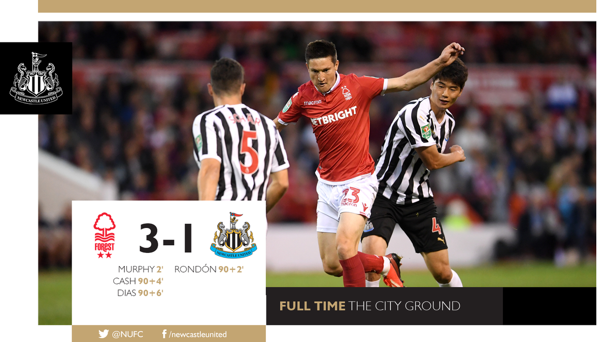 NUFC's tweet photo. FULL TIME - Nottingham Forest 3 Newcastle United 1 #NUFC https://t.co/h6LlXokiSL