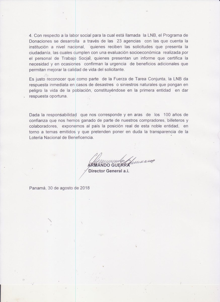TReporta's tweet photo. La @lnbpma (Lotería Nacional de Beneficencia) emitió un comunicado donde asegura que no se ha aumentado la planilla de la institución. #TReports https://t.co/ffAVJEhQFp