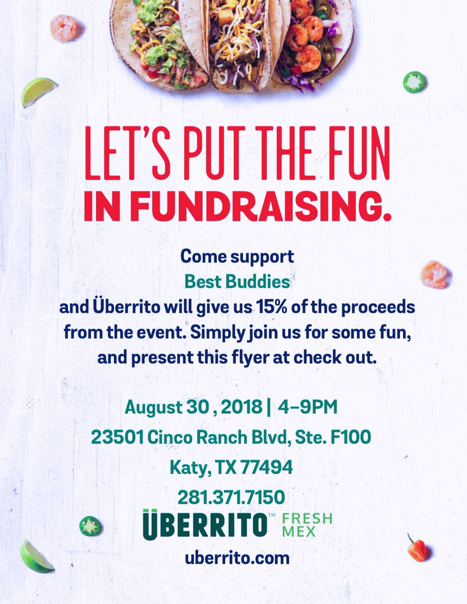 I know this week has been busy for everyone, but if you are free tomorrow be sure to stop by our spirit night! It’s going to be at Uberrito in La Centera from 4-9. If you plan on going, you MUST show this flyer at checkout so our school can earn a profit. Hope to see you there!💜