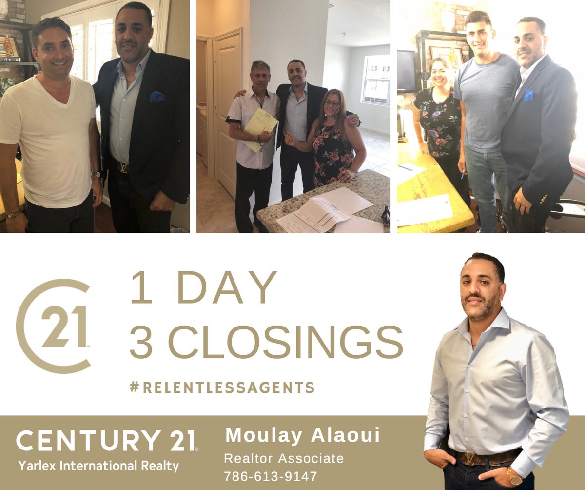 Century21Yarlex's tweet image. Congratulations Moulay Alaoui 👏👏👏
1 Day - 3 Closings #RelentlessAgents
#Century21 #Century21Yarlex #Miami #Homestead