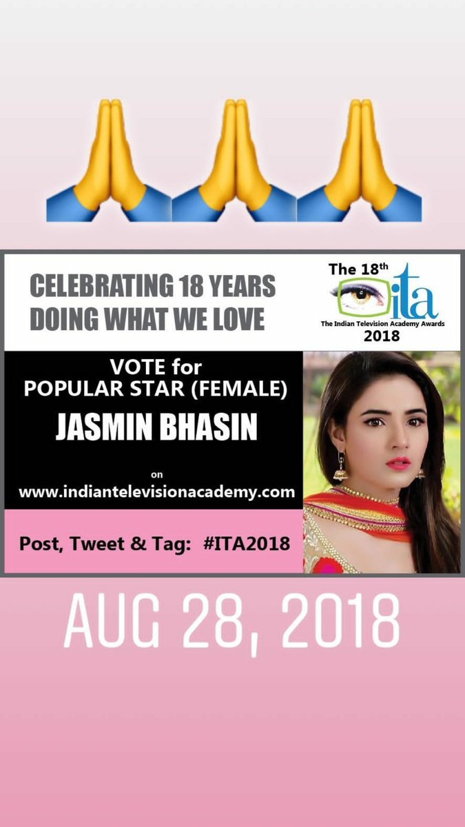 BhasinWings's tweet photo. Gyzz please vote for popular star ( Female) JASMIN BHASIN #ITA2018 #JasminBhasin #popularstar @TheITA_Official
Please please guys vote for her 🙏🙏🙏🙏 https://t.co/Waye1XtR5c