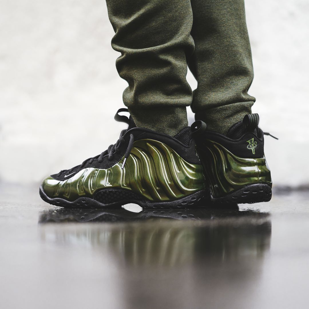 legion green foamposite on feet