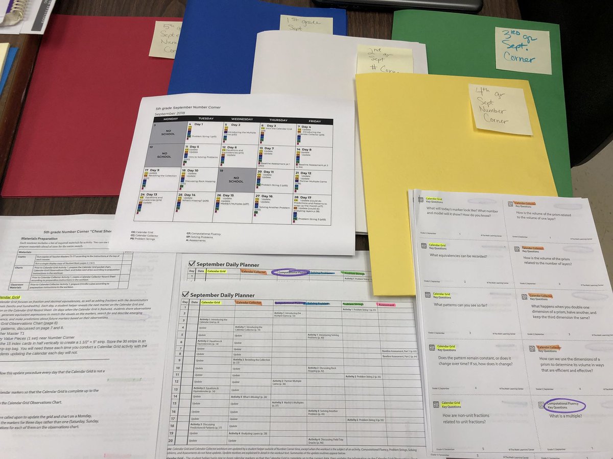 bcymanski's tweet image. Excited to share the September Number Corner Plans I’ve been working on this week with our K-5 Bridges math 👩‍🏫 👨‍🏫 . Shout out to @MrsPurcellClass for the color coded calendar idea. #CFEVS #EveryoneisaMathematician