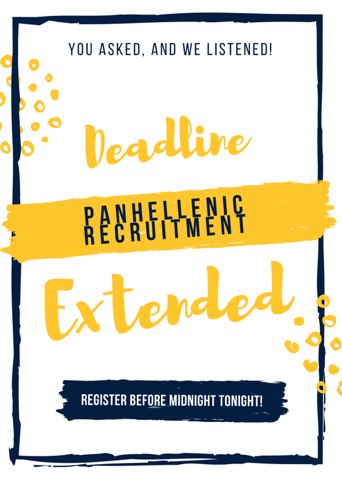 ETSUKappaDelta's tweet photo. Have you heard⁉️
The 2018 Fall Panhellenic Recruitment link has been ‼️EXTENDED‼️until midnight tonight!
Don’t miss this incredible experience, sign up now!
Ready...set...go!!
>link in bio<
#etsupanhellenic #ETSU22 #goconfidently #kdetsu https://t.co/WPDPTtGDDj