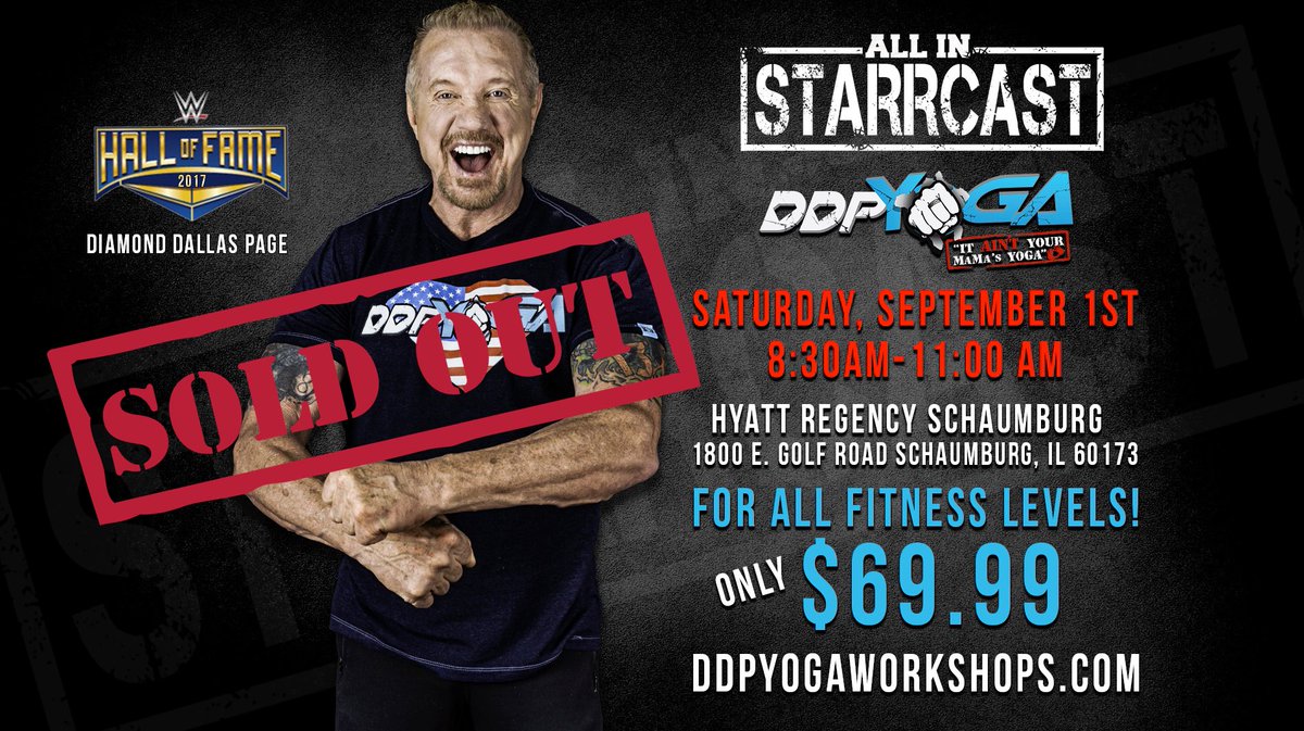 DDPYoga's tweet photo. Thanks to everyone for making our ALL IN DDPY Workshop the biggest EVER! We're now sold out! But you can still get tickets for Breakfast with a Bang the following morning at @Starrcast18. https://t.co/fYgpzxqPmQ #Starrcast #IMALLIN #MeetDDP #DDPYworkshop @ALL_IN_2018 #ZeroHour https://t.co/FoayOITD7T