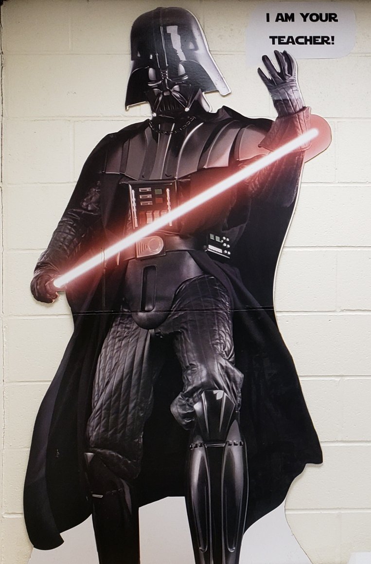 JCollinsMA's tweet photo. It's a #StarWars classroom! #geekyteacher #Iamyourteacher #learnyouwill #MrsPresterwerehome #hornetschat #teacherlife #backtoschool https://t.co/pnUqCOCfXv