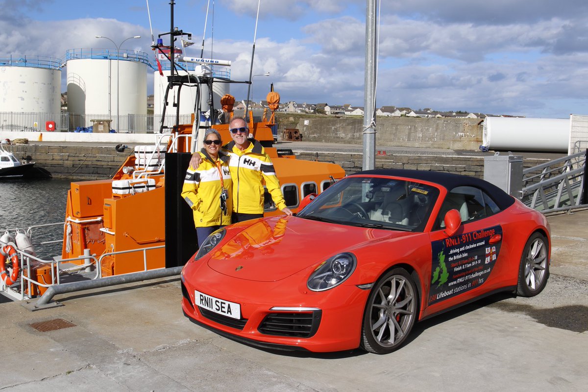 wicklifeboat's tweet photo. Belinda &amp; James Richardson, paid us visit this afternoon whilst on their RNLI-911 Challenge to drive anti-clockwise around the whole of the British Isles visiting ALL 238 RNLI Lifeboat Stations In a Porsche 911 within 911 hours to raise in excess of (£56,644 total) https://t.co/4CnsGesGme