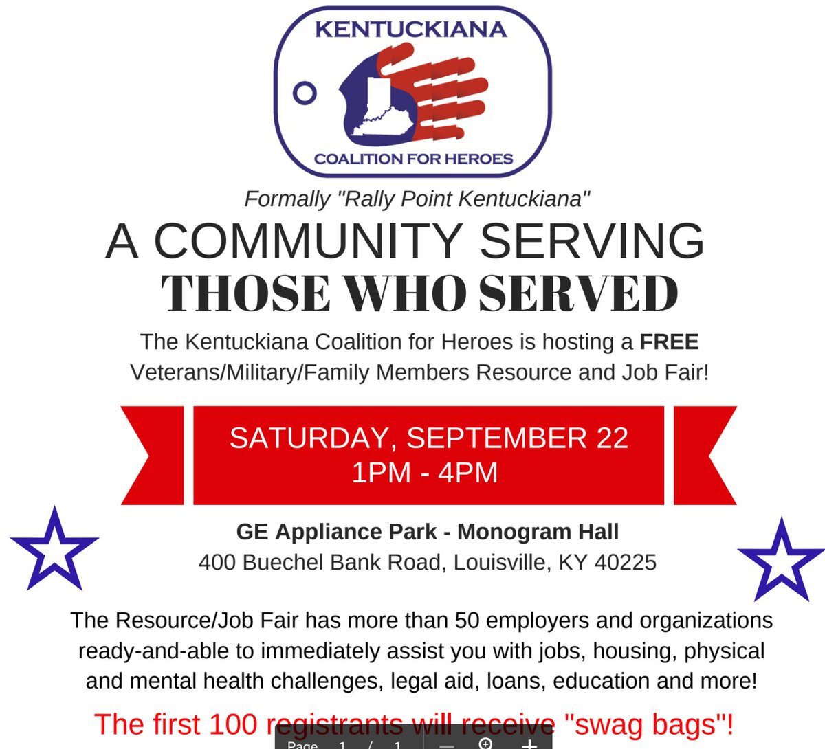 WhereOppKnox's tweet photo. The Kentuckiana Coalition of Heroes is hosting a FREE Veterans/Military/Family Member Resource  Job Fair. Register at https://t.co/irL5afShiV https://t.co/mvCZv6MMnF